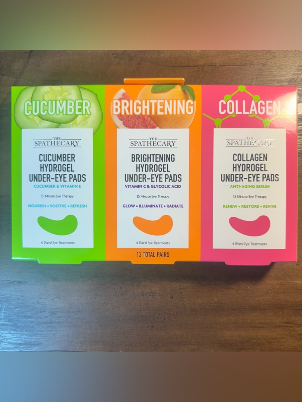 Spathecary Under-Eye Gel Pads Multi Pk Cucumber Brightening Collagen 4 Pair Each